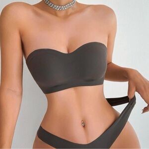 Gray No Show Strapless Bra M(6) Size